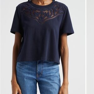 NWOT Veronica Beard Monty tee Navy S